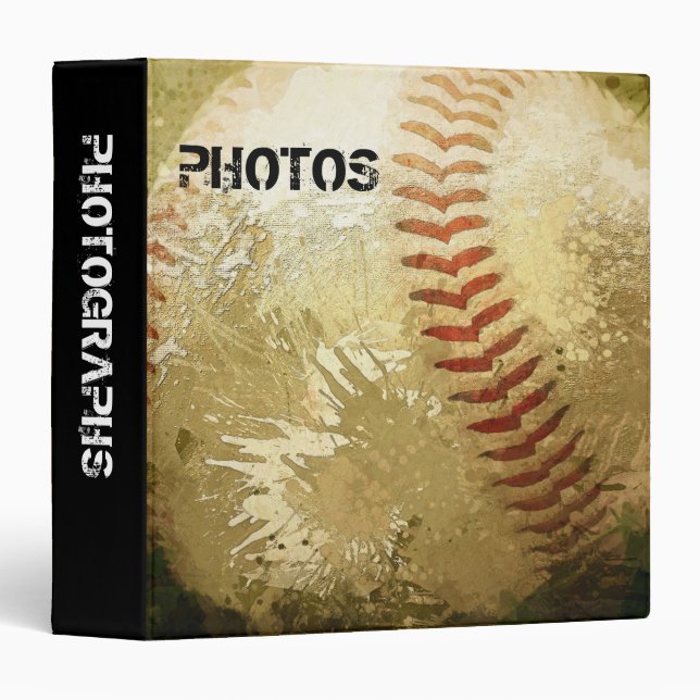 Textured Baseball Painting 1.5" Photo Album 3 Ring Binder (Front/Spine)