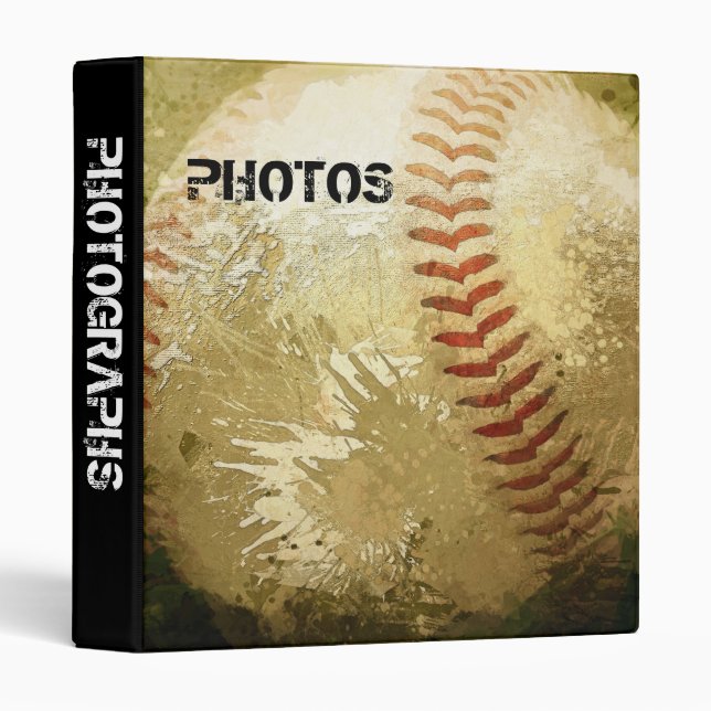 Textured Baseball Painting 1" Scrapbook Binder (Front/Spine)