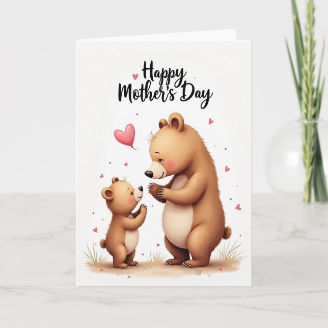 Textured Bears Happy Mothers Day Card (Front)