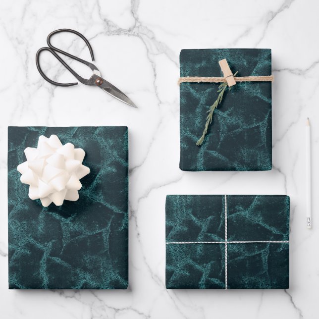 Textured black and turquoise  wrapping paper sheets (Front)