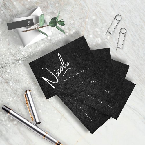 Textured Black Calligraphy ID937 Business Card