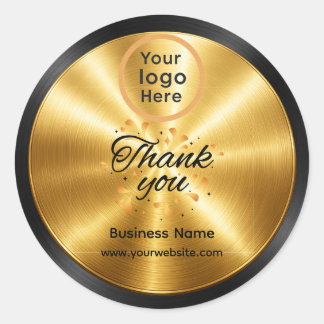 Textured Black Gold Classic Round Sticker