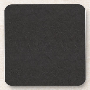 Textured Black Leather 2 Beverage Coaster