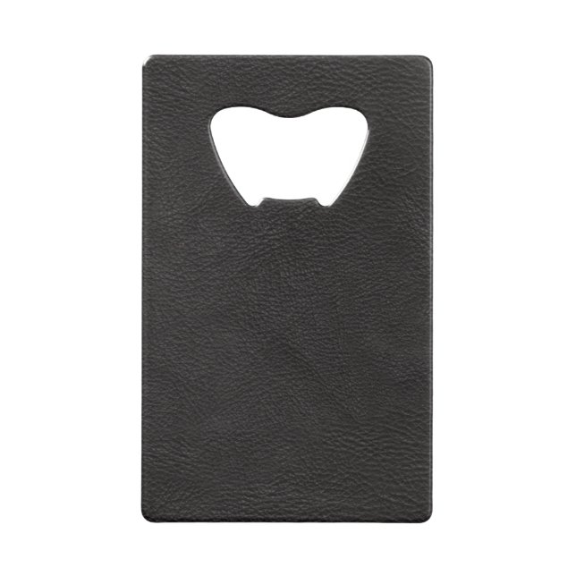 Textured Black Leather Credit Card Bottle Opener (Back)