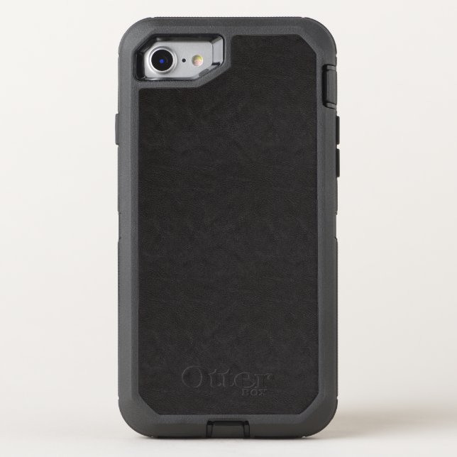 Textured Black Leather Pattern Otterbox iPhone Case (Back)
