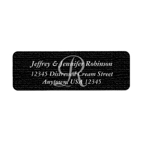 Textured Black Rustic Monogram Return Address Label