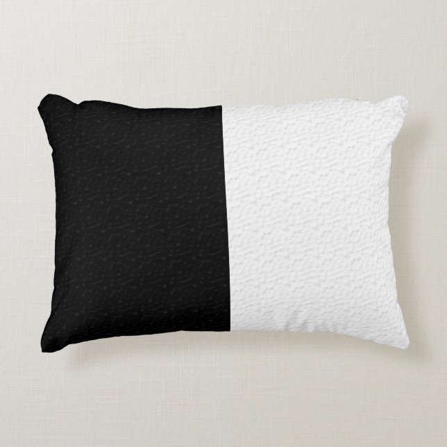 Textured Black White Two Colour Half sides Accent Pillow (Front)
