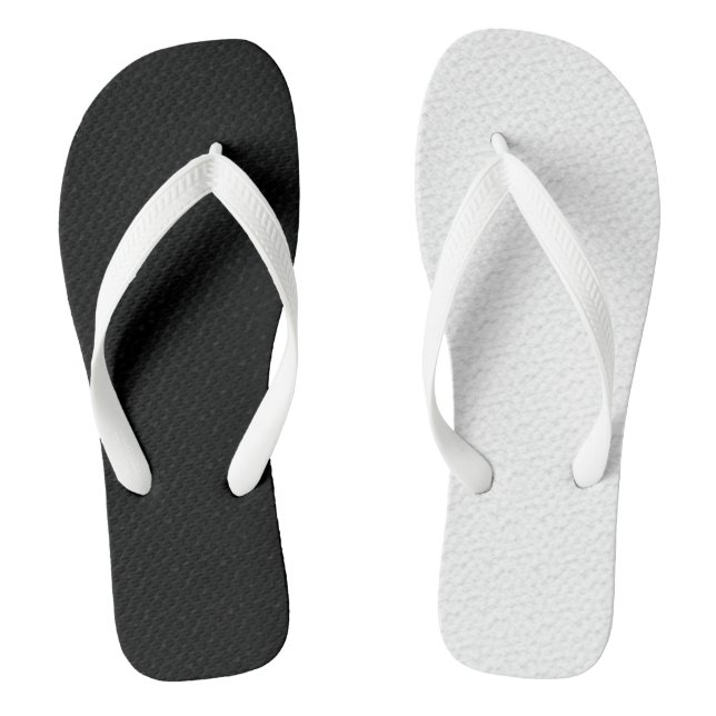 Textured Black White Two Colour Half sides Flip Flops (Footbed)