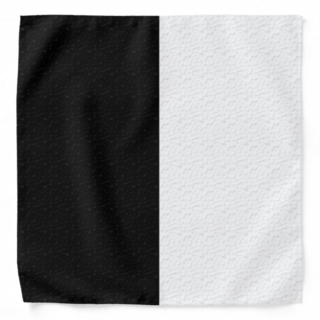 Textured Black White Two Colour Half Stripes Bandana (Front)