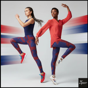 Textured Block Arrow Bright Red Blue Pattern Leggings