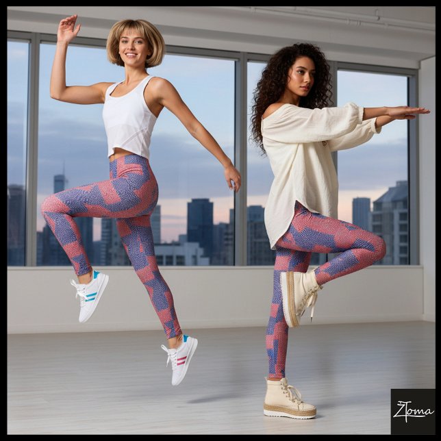Textured Block Arrow Red Blue Pattern Leggings (Creator Uploaded)