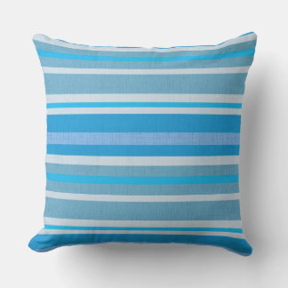 TEXTURED BLUE COTTON STRIPES throw cushion
