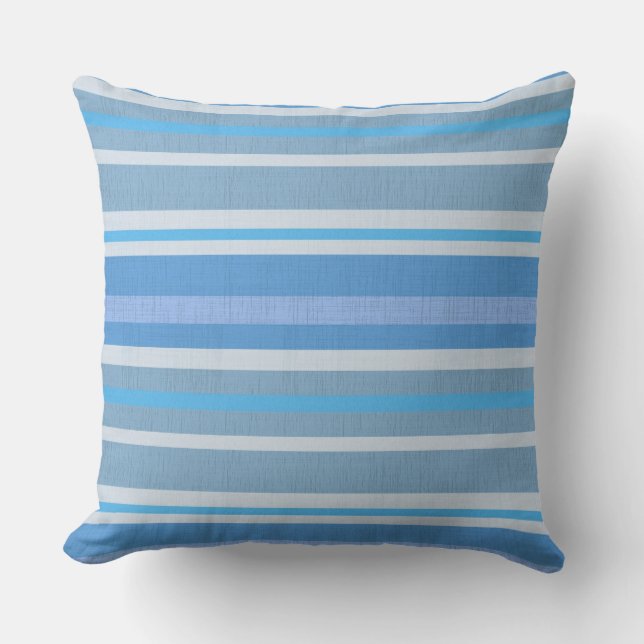 TEXTURED BLUE COTTON STRIPES throw cushion (Front)