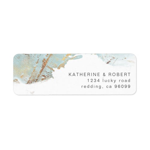 textured blue gold elegant wedding Address Return Label