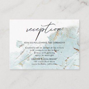 textured blue gold faux foil Reception Enclosure Card