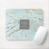textured blue gold modern monogram Mousepad (With Mouse)