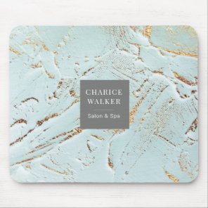 textured blue gold modern monogram Mousepad