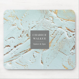 textured blue gold modern monogram Mousepad
