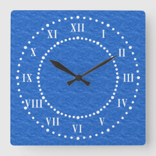 Textured Blue Look Roman Numerals Wall Clock