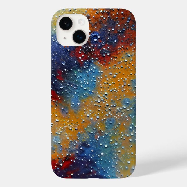 Textured Blue Red Yellow Splatter Painting Pattern Case-Mate iPhone Case (Back)