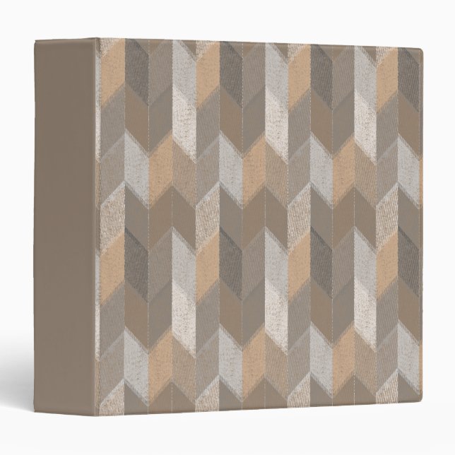 Textured Blue, Yellow, Olive Chevron. 3 Ring Binder (Front/Spine)