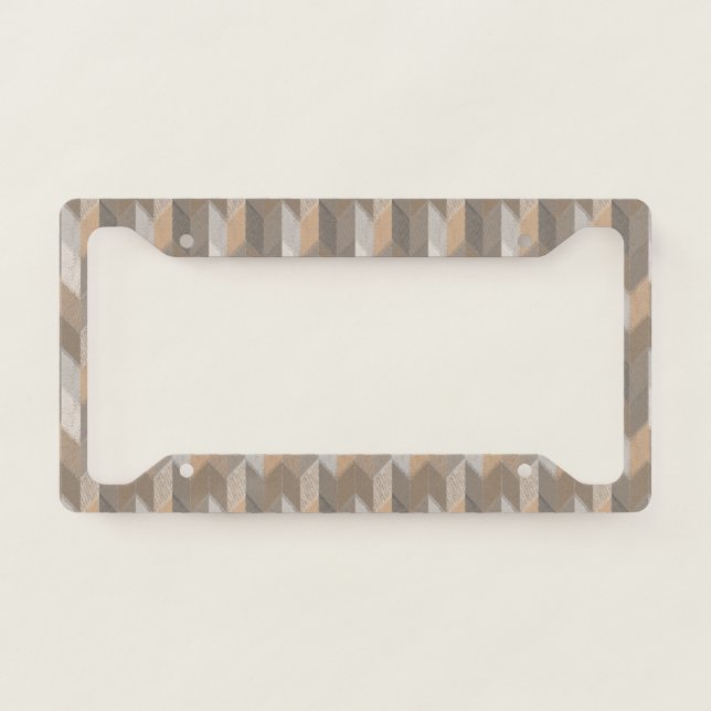 Textured Blue, Yellow, Olive Chevron. License Plate Frame (Front)