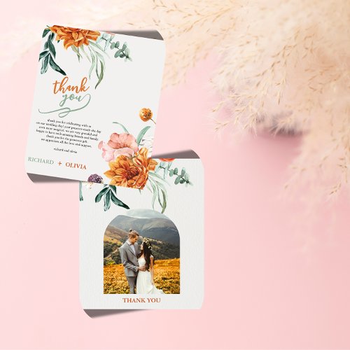 Textured Boho Pampas Grass Wedding Thank You Card
