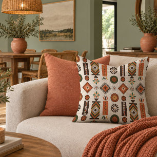 Textured Brown African Pattern Accent Pillow Gift