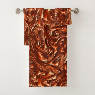 Textured brown terracotta bath towel set