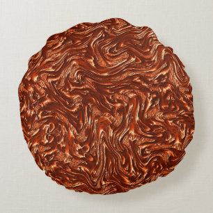 Textured brown terracotta round pillow