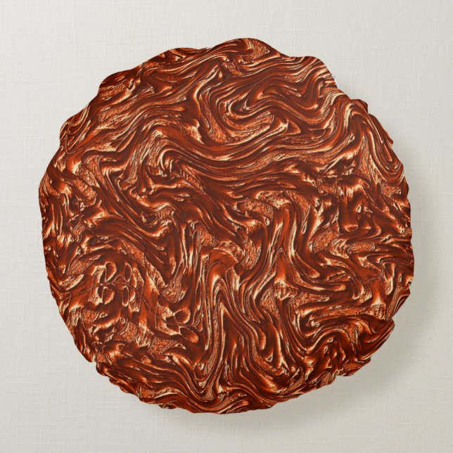 Textured brown terracotta round pillow (Back)