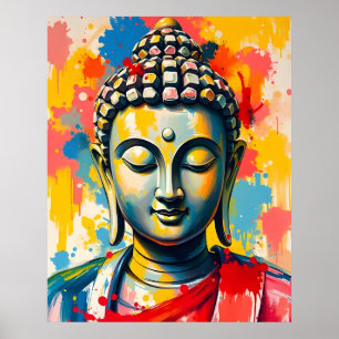 Textured Brushstrokes Abstract Buddha Painting Poster