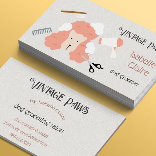 Textured Business Card Vintage Retro Dog Grooming