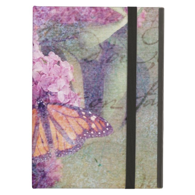 Textured Butterfly with Lilacs iPad Air Cover (Front Closed)