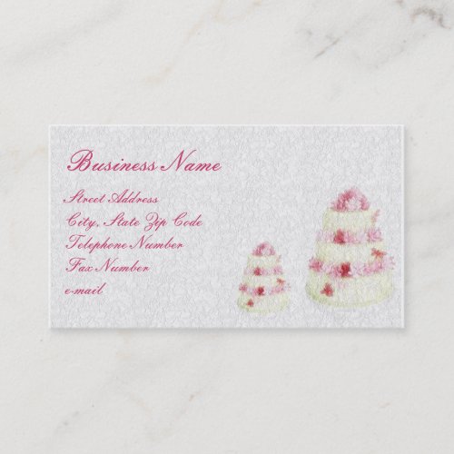 Textured Cake with Pink Text Business Card
