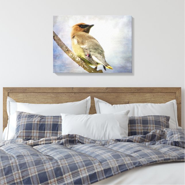 Textured Cedar Waxwing Canvas Print (Insitu(Bedroom))