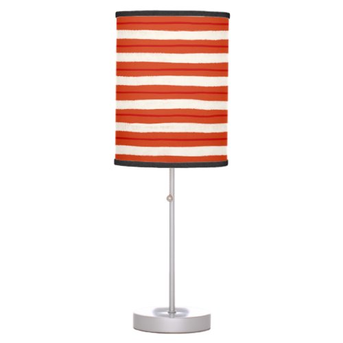 Textured Christmas holiday stripes in red  white Table Lamp