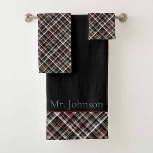 Textured Christmas tartan  Bath Towel Set