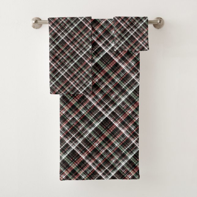 Textured Christmas tartan.  Bath Towel Set (Insitu)