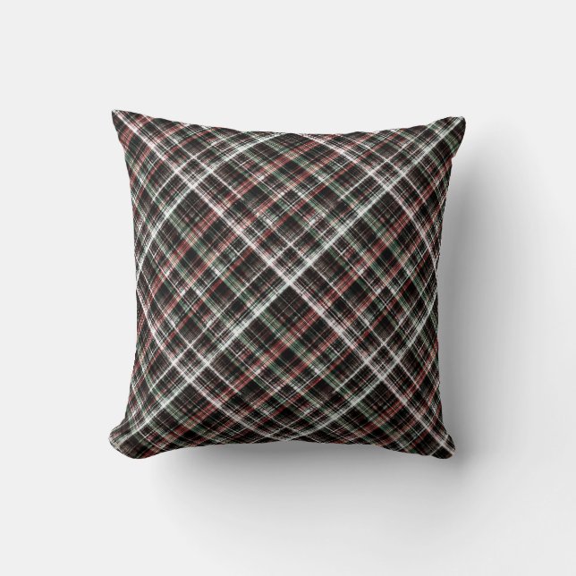 Textured Christmas tartan. Throw Pillow (Front)