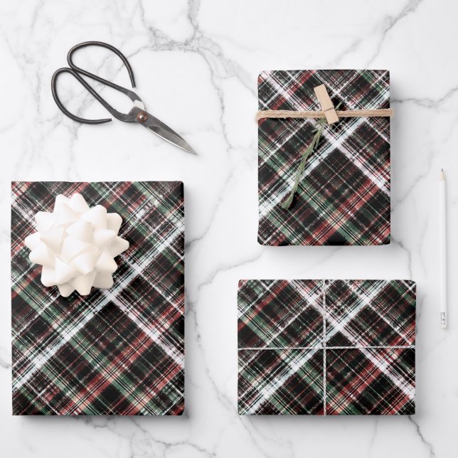 Textured Christmas tartan.  Wrapping Paper Sheets (Front)
