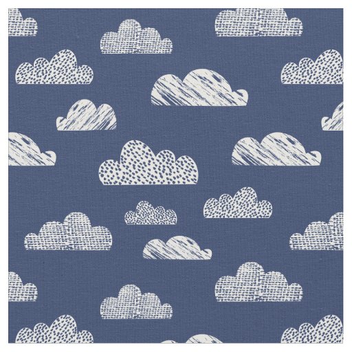Textured Clouds on dark blue Fabric