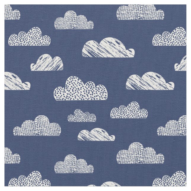 Textured Clouds on dark blue Fabric (Close Up)
