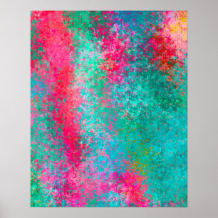 Textured Colorful Abstract Watercolour Painting Poster