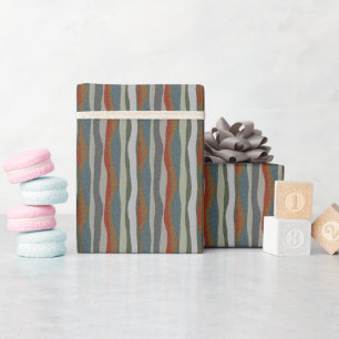 Textured Colorful Herringbone Striped Wrapping Paper