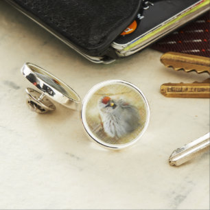 Textured Common Redpoll Songbird Lapel Pin