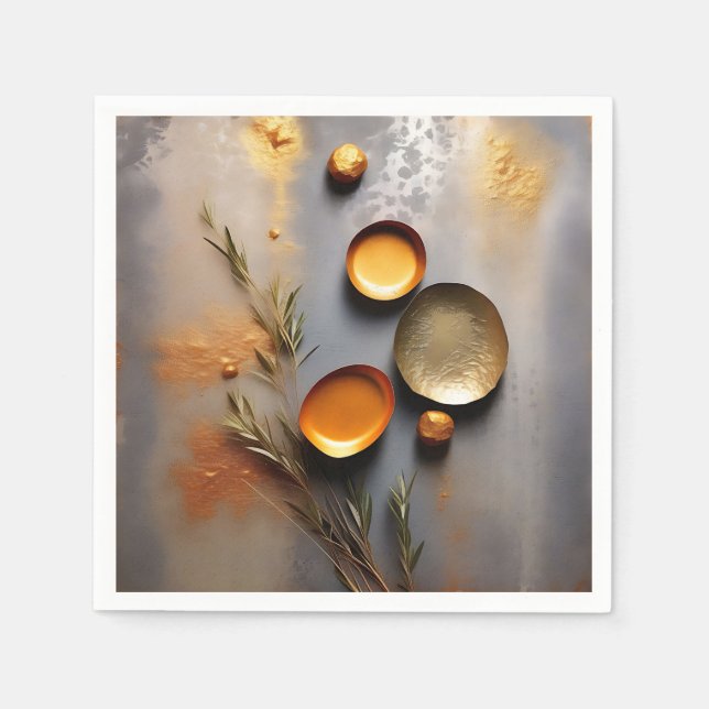 Textured Copper and Ochre Metal Napkins (Front)