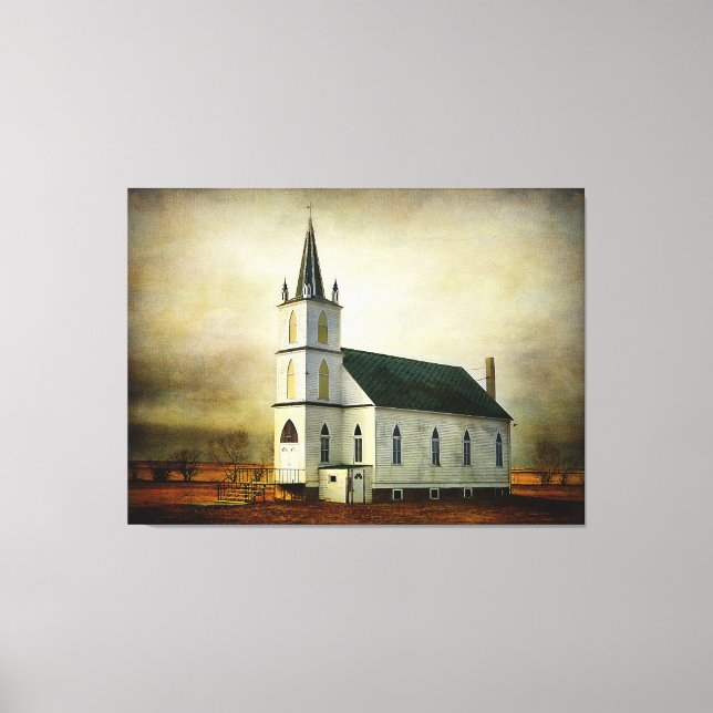 Textured Country Church Canvas Print (Front)