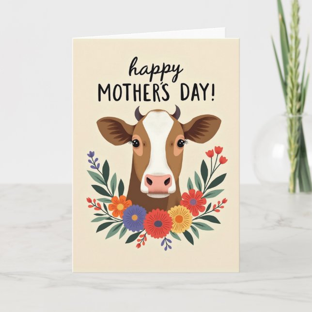 Textured Cow Mothers Day Card (Front)