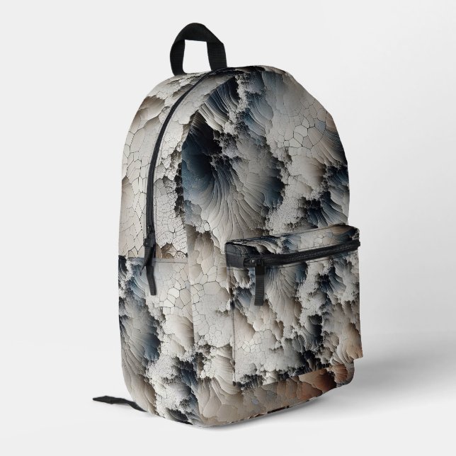 Textured Crackle Contemporary Abstract Printed Backpack (Back Corner Left)